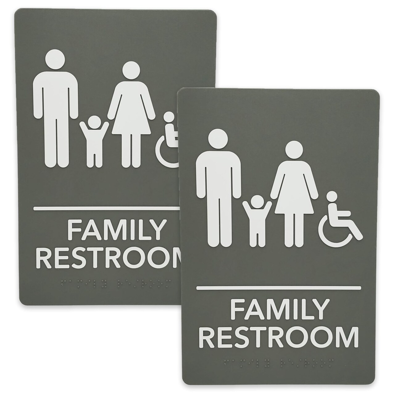 ADA-Compliant Wayfinding Signs – Durable, Non-Glare, Scratch-Resistant & Ready to Install. Featuring Grade 2 Braille & Raised Tactile Text, These Premade Signs Ensure Easy Compliance for Businesses 2 Pack